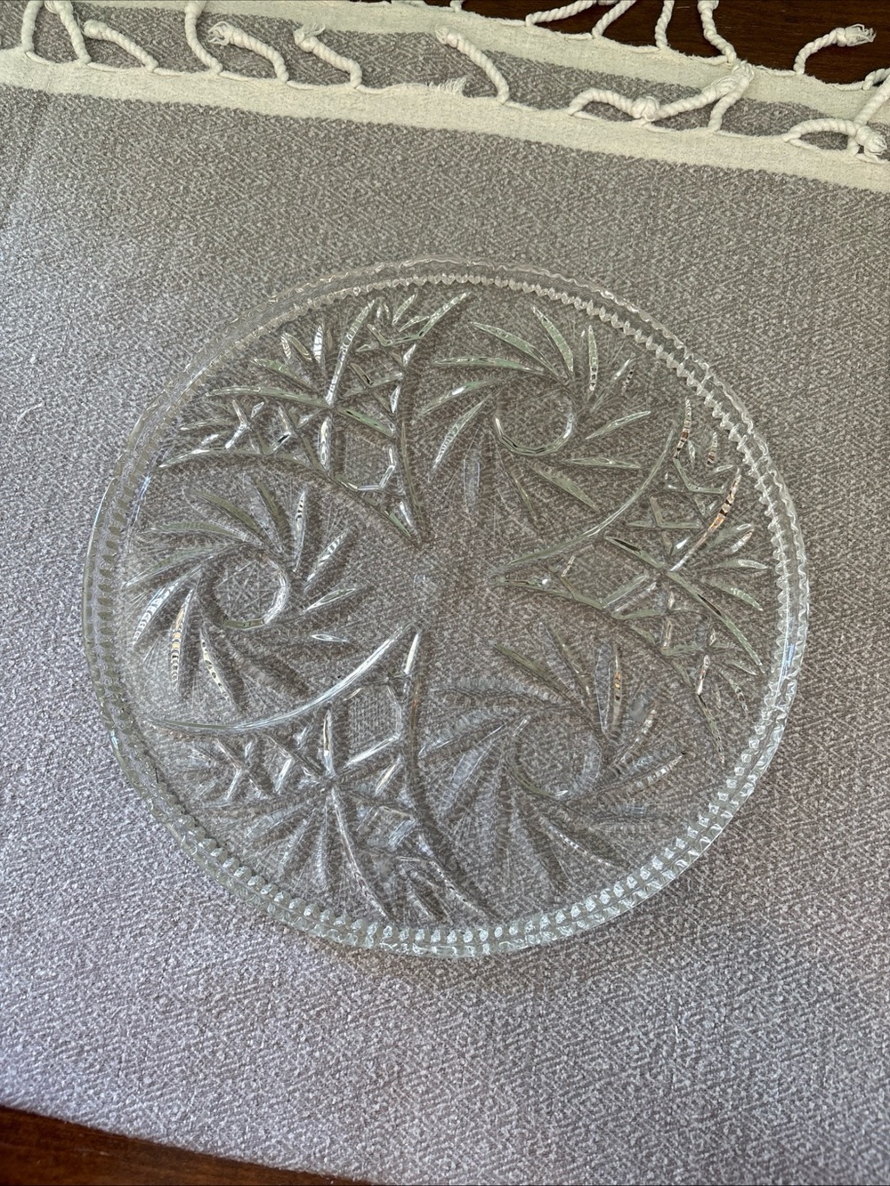 Clear Pressed Glass Serving Platter - Clear